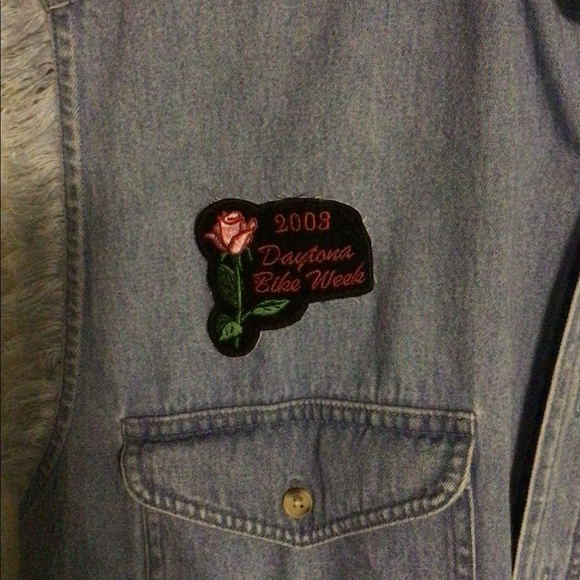 Mens Bike Week 2005 Daytona denim sleeveless Size M Plus A 2003 And 2006 Patch. - Picture 3 of 7
